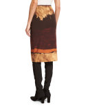 Graphic-Print Pencil Skirt, Cabernet Multi