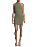 Mott Scalloped Lace Halter Minidress, Black