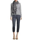Diamond Jacquard Cropped Pants, Navy/Gray