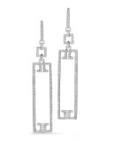 Patras Sliver 18k Open Frame Rectangle Diamond Earrings