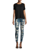 Dre Distressed & Repaired Mid-Rise Skinny Jeans, Ada Brigade