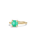 Châtelaine 18k Gold 7mm Chrysoprase Ring w/ Diamonds, Size 6