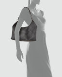 Woven Leather Shoulder Bag, Black