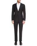 Tonal Textured-Stripe Two-Piece Suit, Black