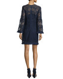 Lace A-line Dress with Fringe Trim 