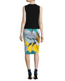 Modern Camo-Print Midi Skirt, Multi