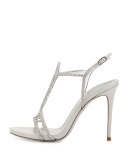 Crystal Chevron T-Strap 105mm Pump, Silver