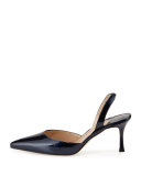 Carolyne Patent Mid-Heel Halter Pump, Navy