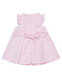 Pleated Striped Ottoman Dress, Pink, Size 3-24 Months