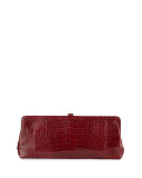 Small Frame Crocodile Clutch Bag, Red Shiny