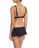 Solid Ruffle Swim Top, Black