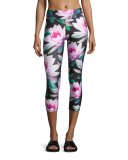 Loving Lotus Tall Band Capri Leggings, Multipattern