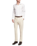 Parker Gabardine Wool Trousers, Tan