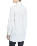 Button-Front Slim-Fit Tunic, White
