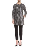 Perforated Leather Coat, Black/White