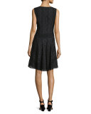 Fiorenza Sleeveless Lace A-Line Dress, Black