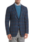 Large-Check Wool/Cashmere-Blend Two-Button Sport Coat