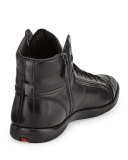 Napa Leather High-Top Sneaker, Black