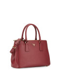 Saffiano Lux Small Double-Zip Tote Bag, Wine (Cerise)