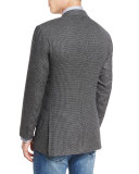 Check Three-Button Cashmere Sport Coat, White/Black
