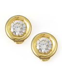 18k Yellow Gold Diamond Solitaire Stud Earrings