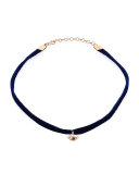 Velvet Choker Necklace with Evil Eye Charm, Blue