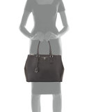 City Calfskin Bicolor Double-Zip Galleria Tote Bag, Black/Blue (Nero+Celeste)