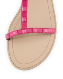 Georgina Studded Flat Gladiator Sandal, Fuchsia