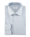 Textured-Check Long-Sleeve Sport Shirt, Light Blue