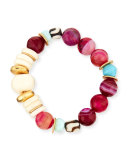 Purple Agate, Bone & Paper Beaded Bracelet