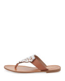 cora embellished flat thong sandal, new luggage