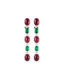 18K White Gold Emerald & Pink Topaz Drop Earrings with Diamonds