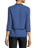 Atlantis Printed 3/4-Sleeve Cardigan, Azzurine/Multi