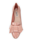 Jewel-Heel Patent Bow Flat, Camellia