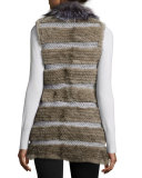 Netted Mink & Fox Fur Vest, Dark Gray