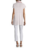 Cap-Sleeve Sheer Long Cardigan, Opal