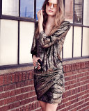 Galaxie Metallic Draped-Front Minidress