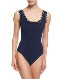 Rick Rack Round-Neck Underwire One-Piece Swimsuit