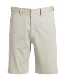 Flat-Front Sateen Shorts, Stone