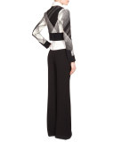 Cero Check Zip-Front Jacket, Black/White