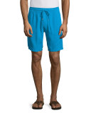 Baie Solid Linen Cargo Shorts, Bright Royal
