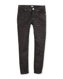 Karl-Print Stretch Skinny Jeans, Black, Size 12-16