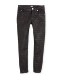Karl-Print Stretch Skinny Jeans, Black, Size 6-10