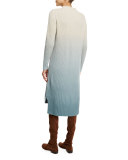 Long Ombre Ribbed Wool Sweater Dress, Ecru/Balsam