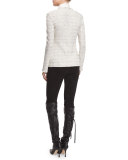 Georgette Tie-Neck Shell, Bianco