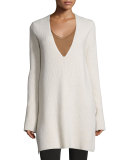 Ribbed Wool-Blend V-Neck Tunic, Tusk