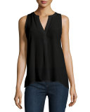 Aruna Split-Neck Silk Top