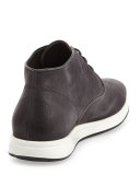 Pebbled Leather Chukka Sneaker, Black