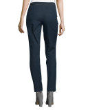 Stanton Ribbon-Trimmed Tapered Ankle Pants, Ink