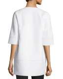 Half-Sleeve Long Cookie Jacket, Ivory